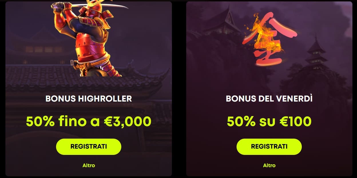 Promozioni speciali al Casinò Spin Samurai.